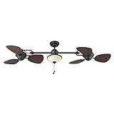 Harbor Breeze Twin Breeze Ii 74-in Oil-rubbed Bronze Outdoor Downrod Ceiling Fan