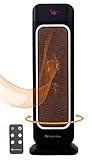Oscillating Space Heater – Ceramic Forced Fan Heating with Stay Cool Housing - Tower with Remote Control, Digital Thermostat, Timer, Large Temperature Display and Efficient ECO Mode - by Bovado USA
