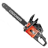 COOCHEER 62cc Gas Powered Chainsaw, Full Crank 2 Cycle Gas Powered Chainsaw with 20-Inch Bar | Automatic Oiler | Tool Kit (Black & Red)