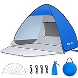 Glymnis Pop Up Beach Tent Instant Portable Sun Shade Shelter 3-4 Persons UPF 50+ with Extendable Floor Zipper Door Automatic Easy Up Tent