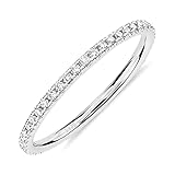 PAVOI Rhodium Plated 925 Sterling Silver Stackable CZ Ring for Women | Thin Band for Stacking | Simulated Diamond Eternity Wedding Band | Size 7