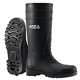 HISEA Men's Steel Toe Work Boots PVC Rain Boots, Rubber Garden Fishing Boots for Men, Waterproof and Slip Resistant Knee Boots for Agriculture and Industrial Working Size 10
