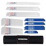 WORKPRO 32-Piece Reciprocating Saw Blade Set - Metal/Woodcutting Saw Blades, Pruner Saw Blades with Organizer Pouch