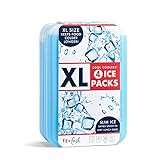 Fit & Fresh XL Cool Coolers Freezer Slim Ice Pack for Lunch Box, Set of 4, Large, Blue