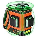 DOVOH High Visibility Laser Level Outdoor: Heavy Duty 3D Laser Level 360 Self Leveling Up To 197ft Long Range 110mw Diodes for Construction Tiling Framing 12 Line Green Beam, H3-360G
