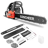 COOCHEER 20'' Chainsaw, 62CC 2-Stroke Gas Powered Chainsaws, 3.5 HP Handheld Gasoline Chain Saw with 2 Chains and Carrying Bag for Cutting Trees, Limbs, Wood (Red)